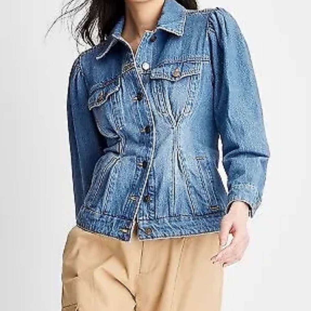 Future Collective Gabriella Karefa-Johnson Cinched Waist Denim Jacket Size Small